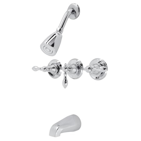 Kingston Brass KB231ACL Three-Handle Tub and Shower Faucet, Polished Chrome KB231ACL